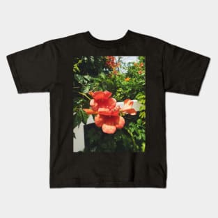 Beachside Orange Hibiscus Flower Kids T-Shirt